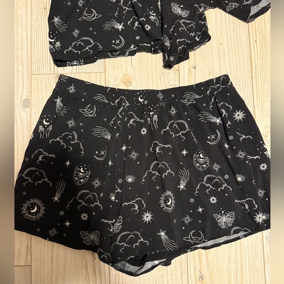 Celestial Two Piece Set | Witchy Cropped Button Up & Shorts - Picture 2 of 3